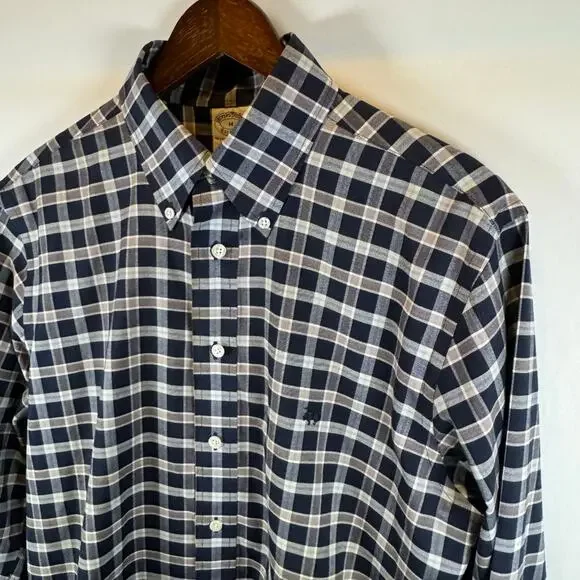 Brooks Brothers Men’s M Button Down Shirt Non Iron Cotton Blue Embroidered 1818 - Picture 1 of 10